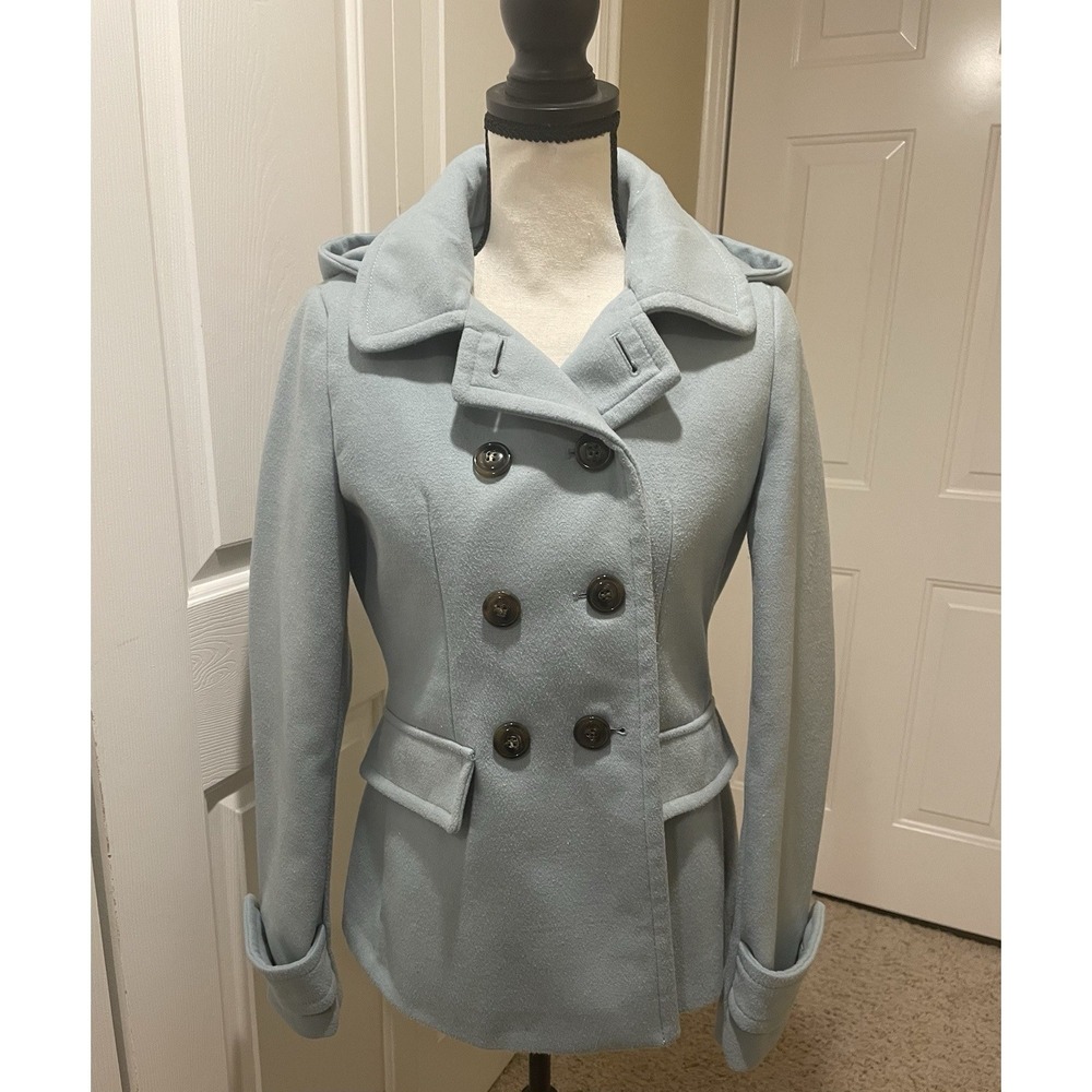 Metaphor Peacoat Women's Small Light Green Polyester Rayon Coat Removable Hood